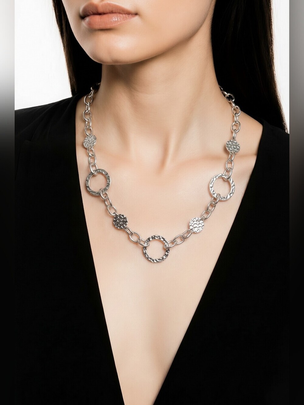 NWT NADINE WEST Silver Textured Chain Link Necklace ~20"